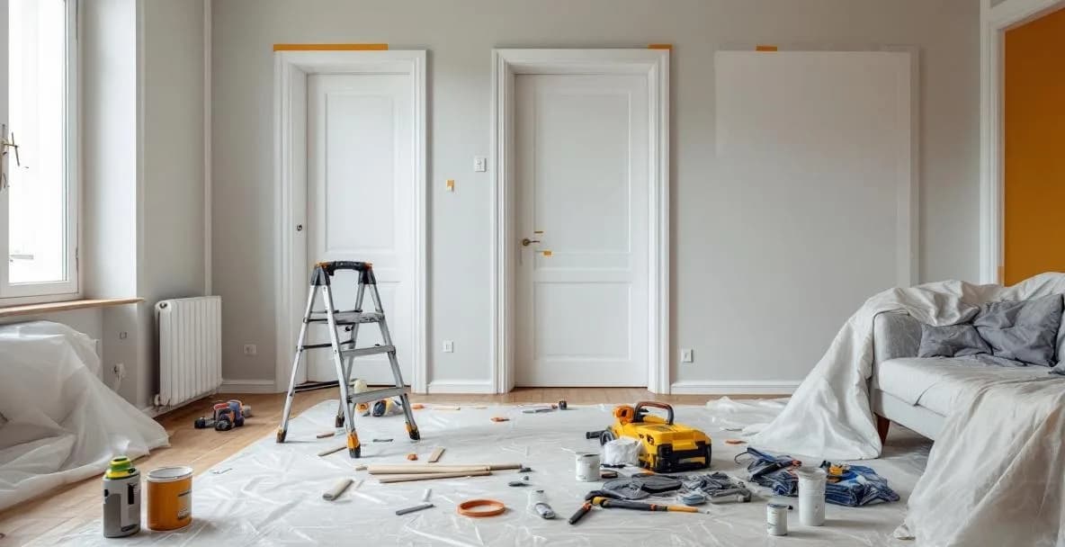 Chantier de rénovation bien préparé et organisé