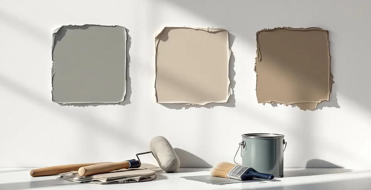 Échantillons de peinture mat, satin et brillant sur un mur