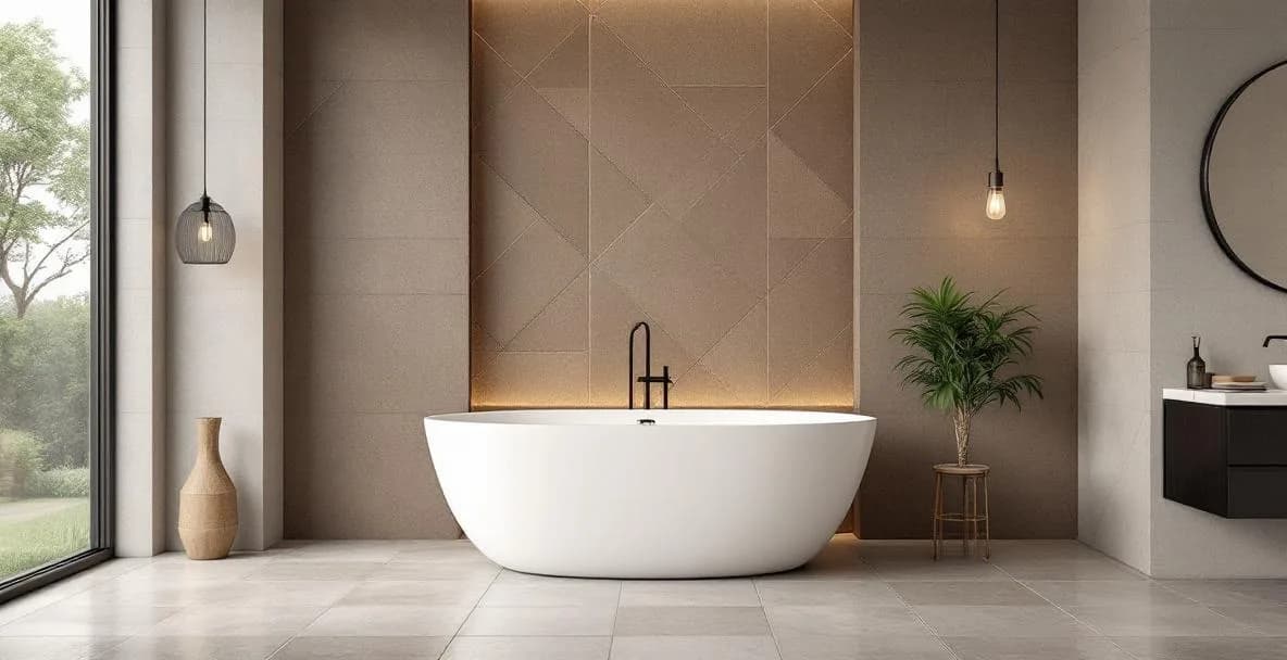 Carrelage tendance 2026 dans une salle de bain moderne